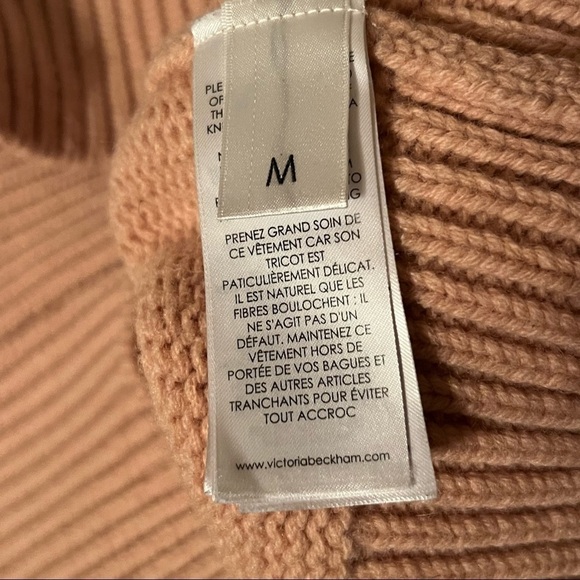 VICTORIA BECKHAM Pale Pink Oversized‎ Wool Funnel Neck Chunky Sweater Size M - Picture 10 of 12